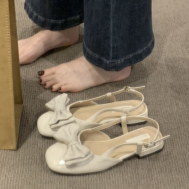 Bow Low Sandals Slingback Heel