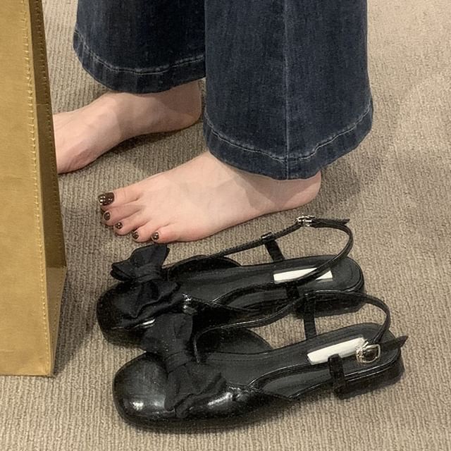 Bow Low Sandals Slingback Heel