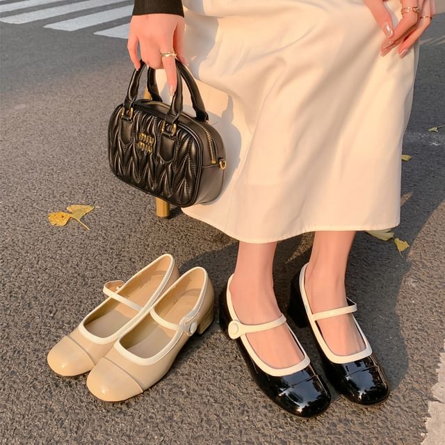Contrast Block Mary Trim Heel Pumps Jane