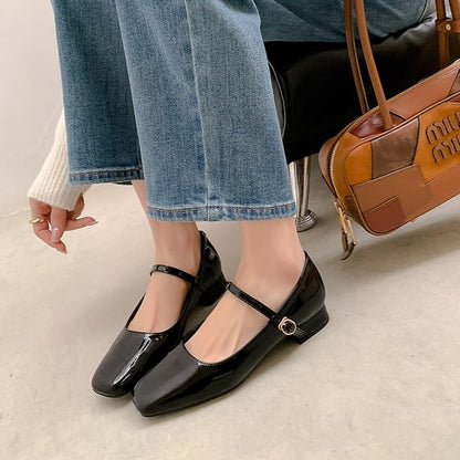 Heel Shoes Jane Square Chunky Mary Toe