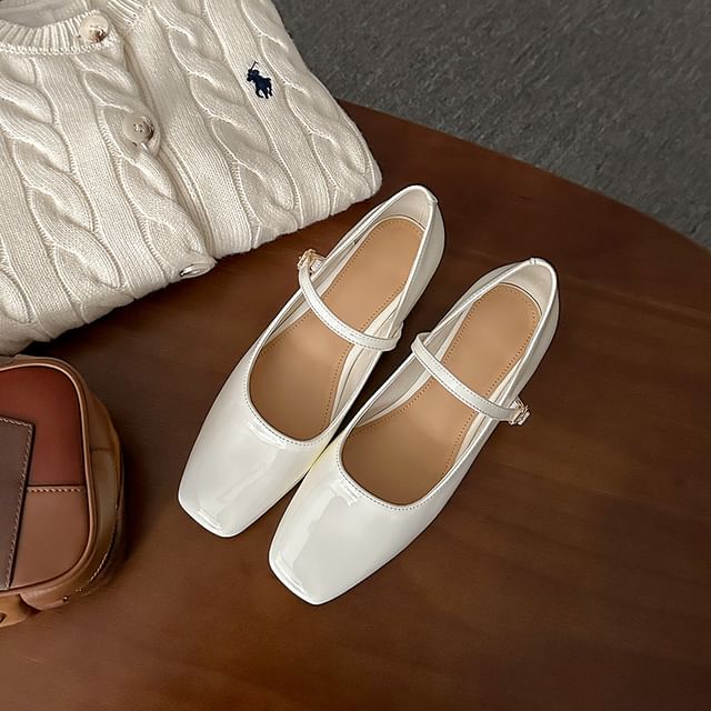 Heel Shoes Jane Square Chunky Mary Toe