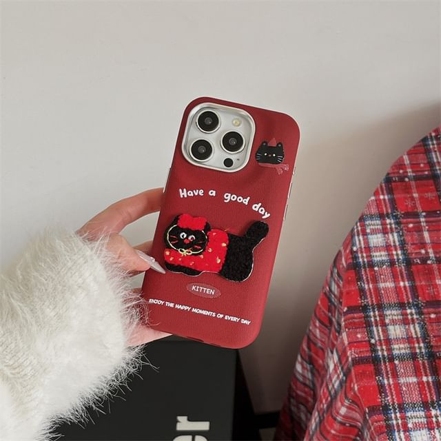 Case Phone Cat Embroidered