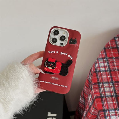 Case Phone Cat Embroidered