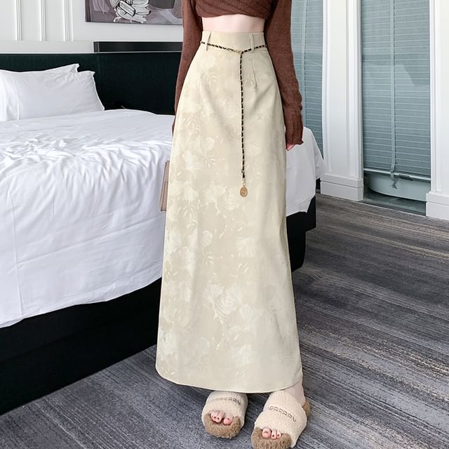 Floral Rise Midi High Skirt A-Line