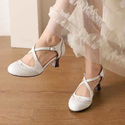 Brogue Sandals D'Orsay Low Heel