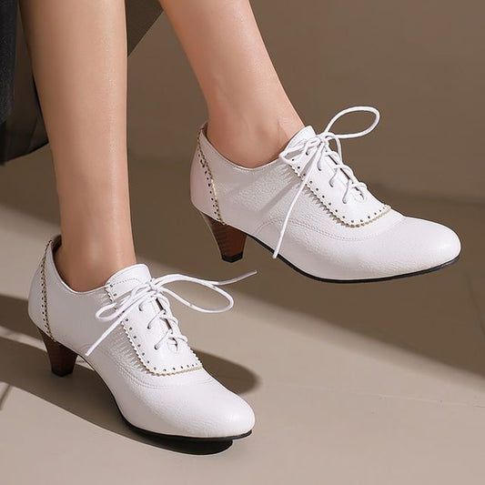 Low Shoes Heel Lace-Up Plain Brogue