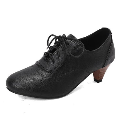 Low Shoes Heel Lace-Up Plain Brogue