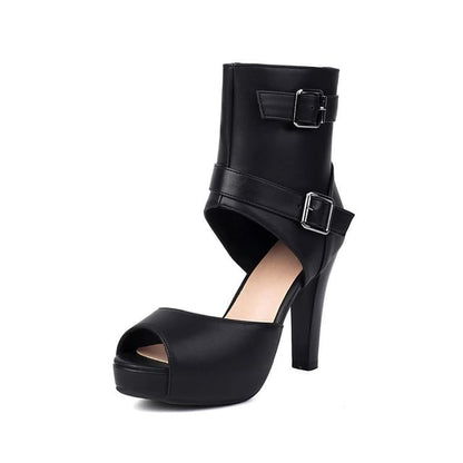 Thong High Boots Peep-Toe Short Heel