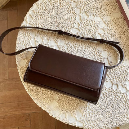 Crossbody Plain Faux Leather Flap Bag