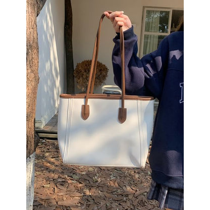 Bag Plain Faux Tote Leather