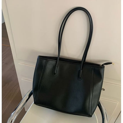 Bag Plain Faux Tote Leather