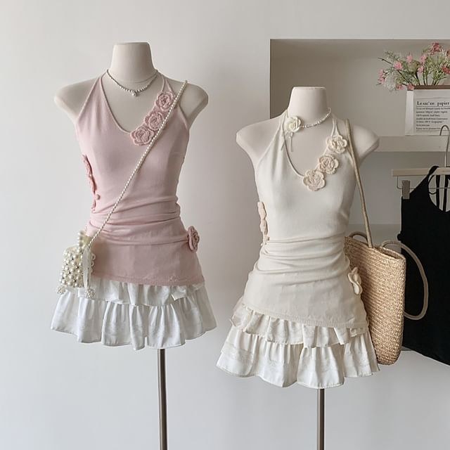 Top Crochet Plain Floral Halter