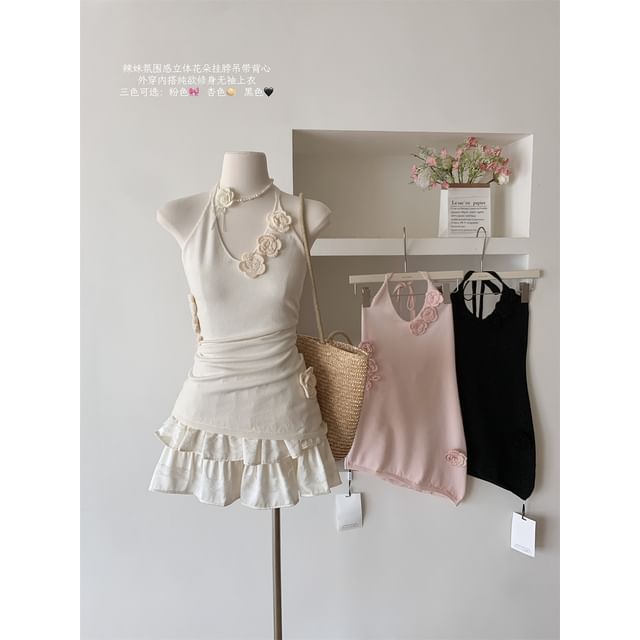 Top Crochet Plain Floral Halter