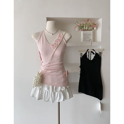 Top Crochet Plain Floral Halter