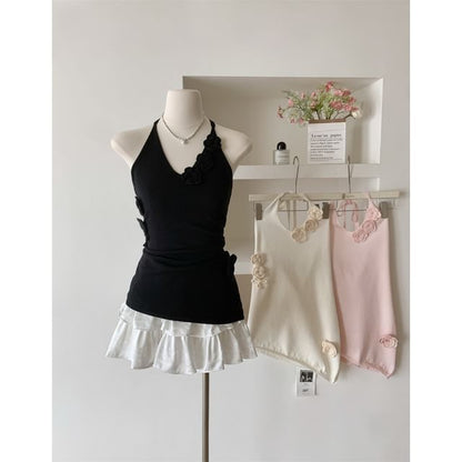 Top Crochet Plain Floral Halter