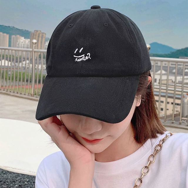 Cap Baseball Smiley Embroidered
