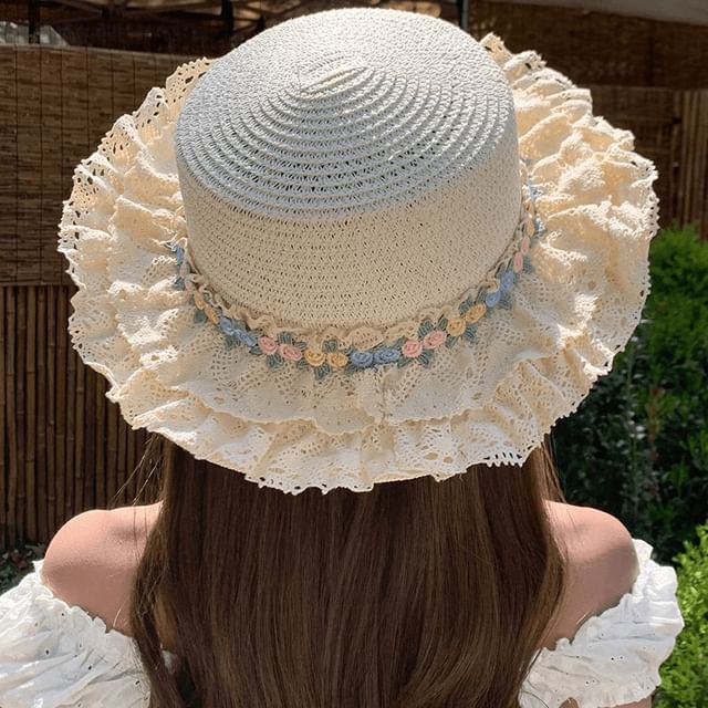 Floral Hat Ruffle Applique