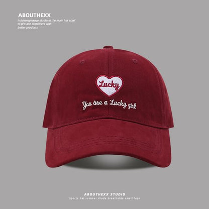 Cap Lettering Baseball Embroidered Heart