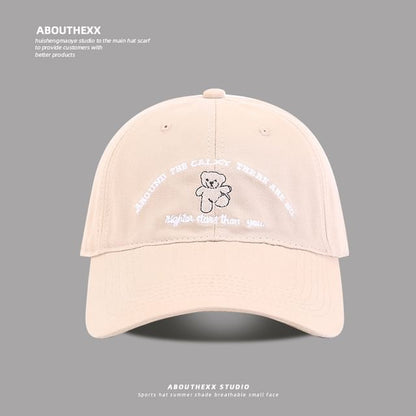 Lettering Bear Baseball Cap Embroidered