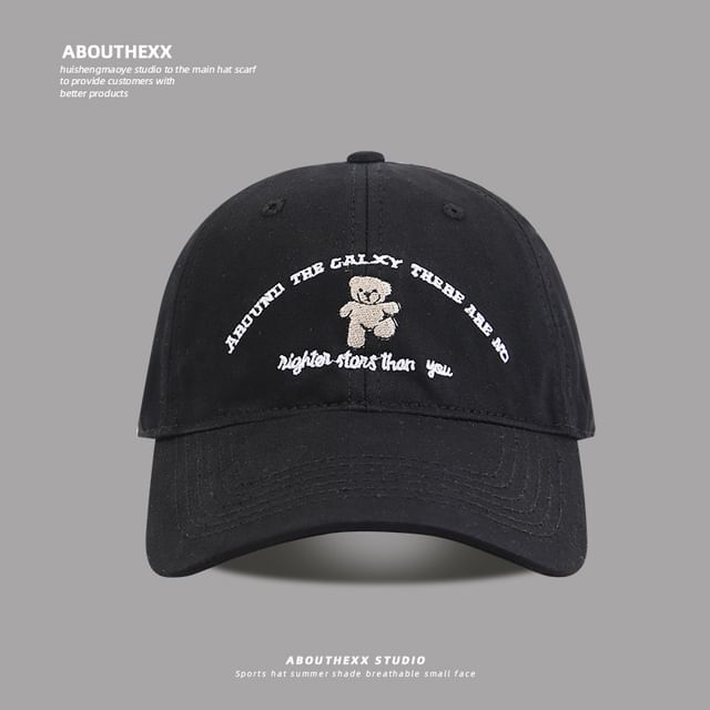 Lettering Bear Baseball Cap Embroidered