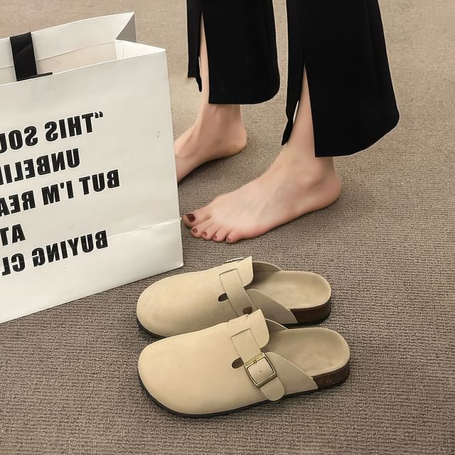 Plain Buckled Platform Mules