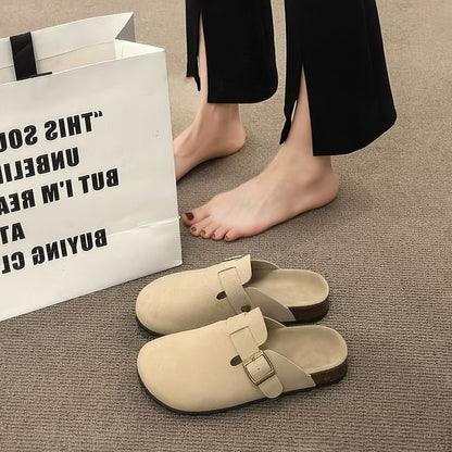 Plain Buckled Platform Mules