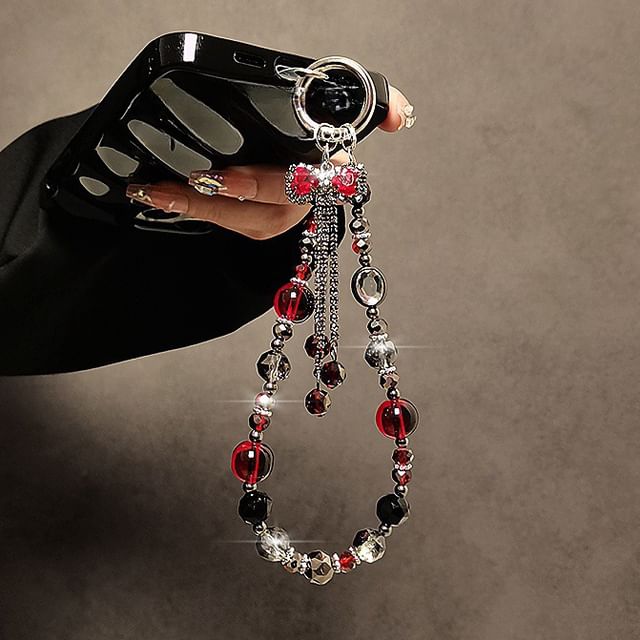 Phone Strap Bow Crystal Faux