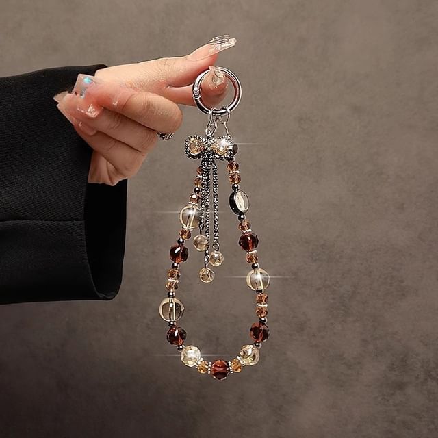 Phone Strap Bow Crystal Faux