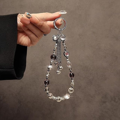 Phone Strap Bow Crystal Faux