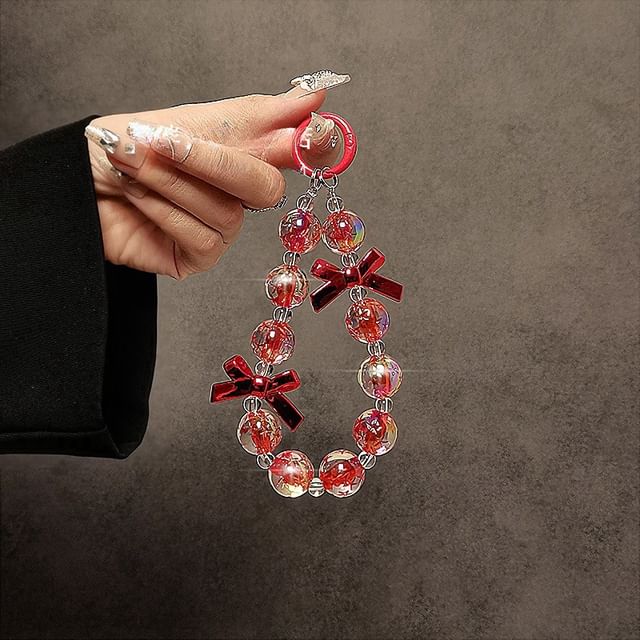 Crystal Bow Phone Strap Faux