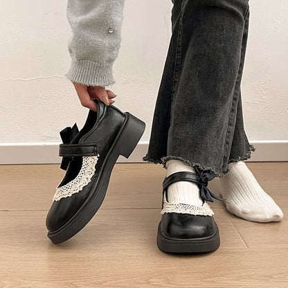 Trim Shoes Jane Bow Mary Lace Platform