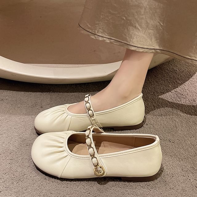 Mary Jane Flats Ruched