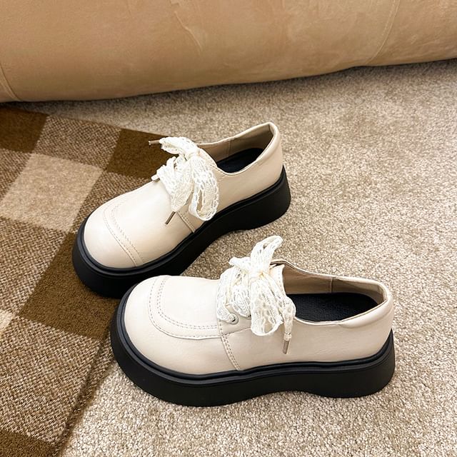 Up Platform Shoes Lace Panel