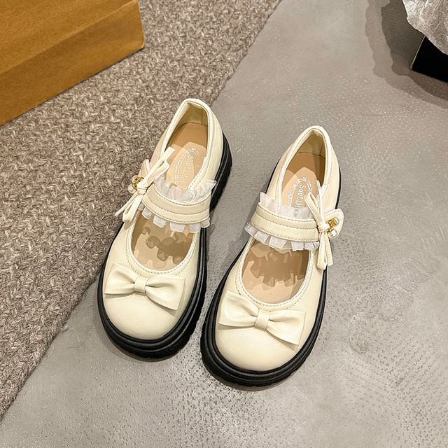 Shoes Bow Jane Frill Mary Platform