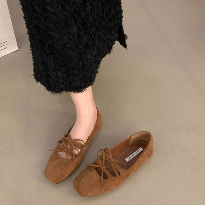 Accent Plain Toe Flats Mary Square Bow Jane