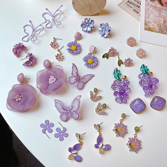 Drop Designs) (Various Earring / Butterfly Stud Flower