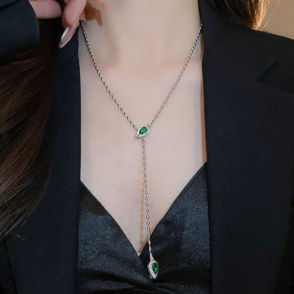 Waterdrop Rhinestone Necklace Pendant Lariat