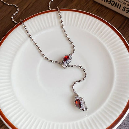 Waterdrop Rhinestone Necklace Pendant Lariat