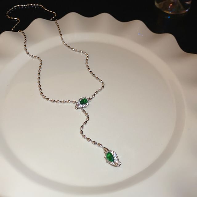 Waterdrop Rhinestone Necklace Pendant Lariat