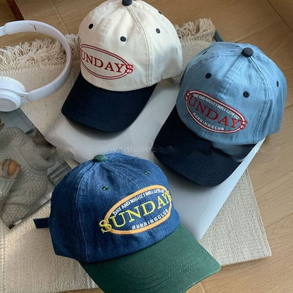 Tone Lettering Cap Two Embroidered Baseball