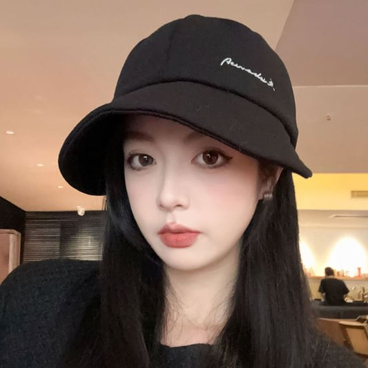 Cap Brim Lettering Wide Embroidered