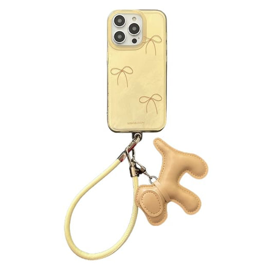 with Charm Dog Phone Case Bow Strap