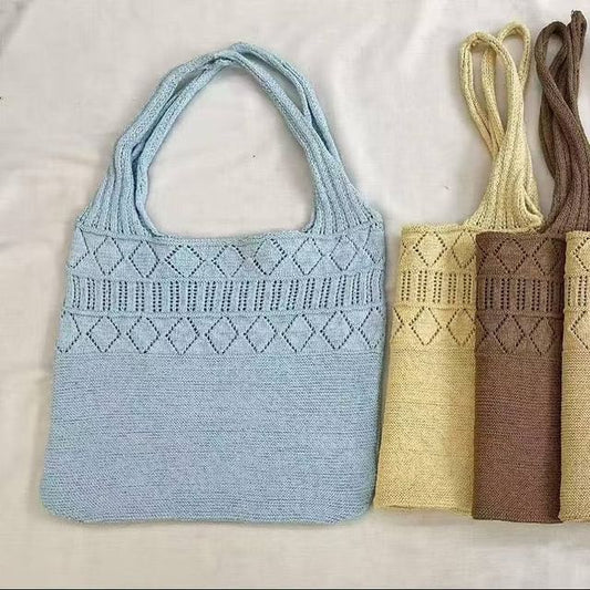 Knit Bag Pointelle Plain Tote