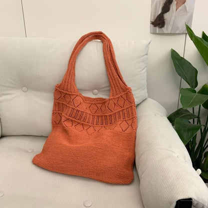 Knit Bag Pointelle Plain Tote
