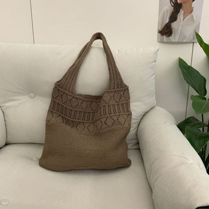 Knit Bag Pointelle Plain Tote