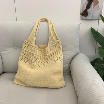 Knit Bag Pointelle Plain Tote
