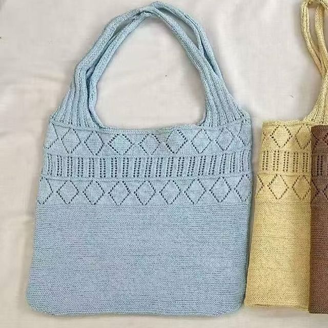 Knit Bag Pointelle Plain Tote