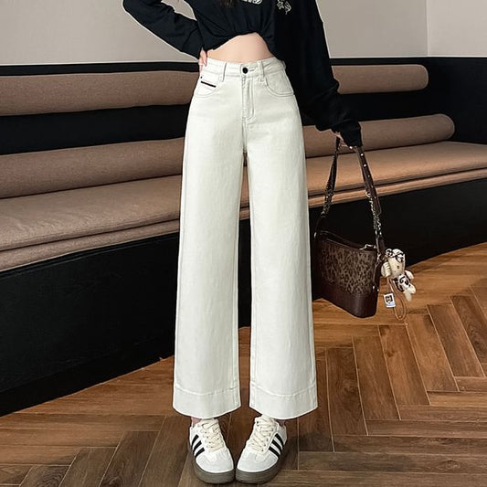 High Wide Contrast Jeans Leg Rise Trim