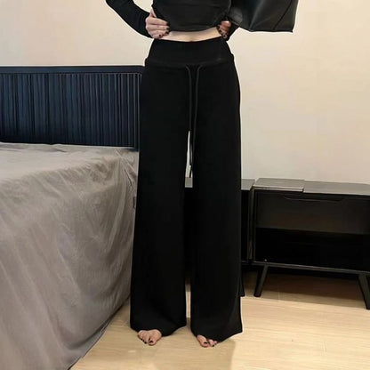 Leg High Wide Pants Rise Plain