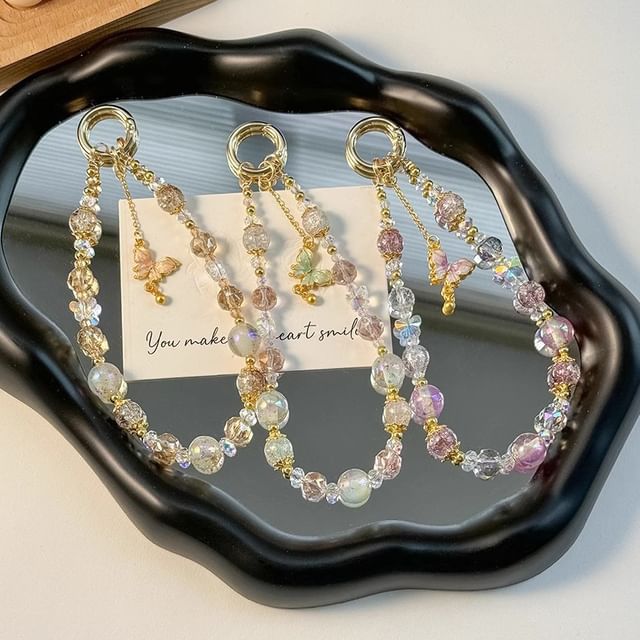 Lanyard Faux Strap Butterfly with Phone Crystal Pad